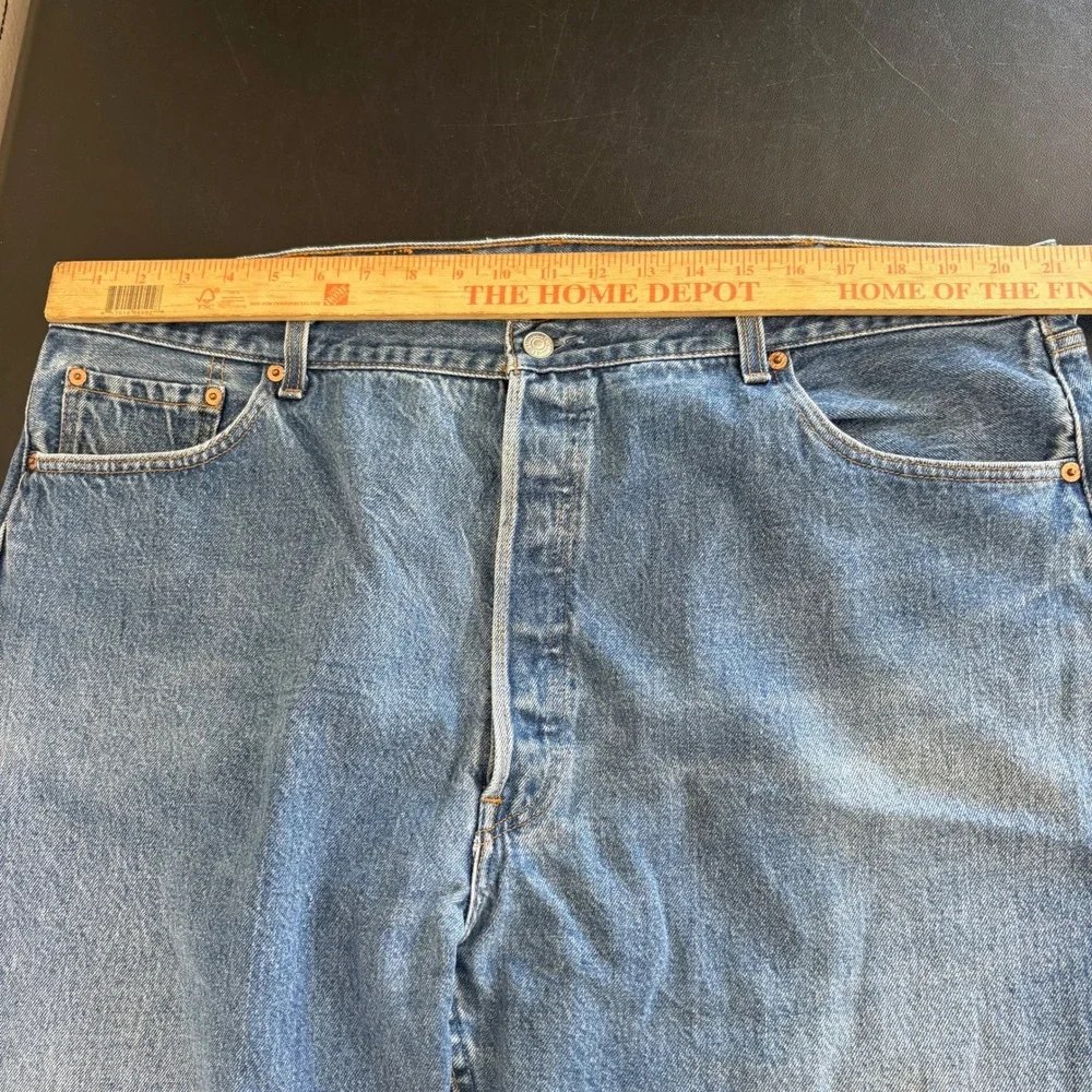 VTG 90s Levis 501 STF Jeans Mens 46x32 Made in USA Blue Straight Leg Button Fly